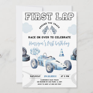 Convite Primeiro Carro De Corrida Em Torno Do primeiro ani