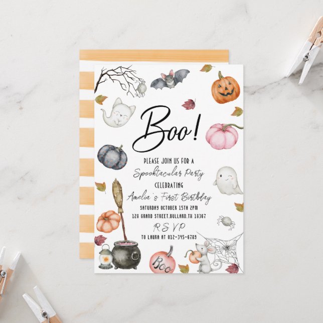 Convite Primeiro Chá de fraldas de aniversário do Spooktac (Frente/Verso In Situ)