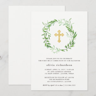 Convite Primeiro comunhão santamente da grinalda botânic