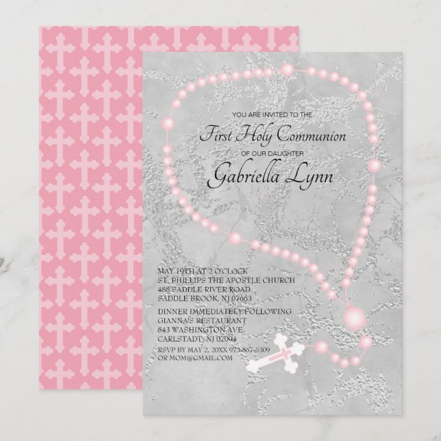 Convite Primeiro comunhão santamente da miçanga (Frente/Verso)