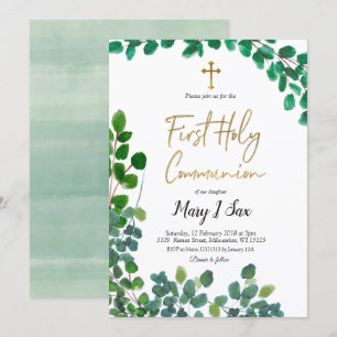Convite Primeiro comunhão santamente do eucalipto lunáti