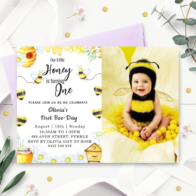 Convite Primeiro Dia da Abelha Nosso Mel Pequeno é Uma Fot (Criador carregado)