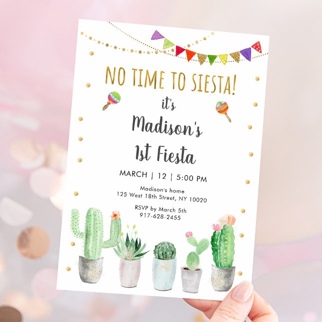 Convite Primeiro Fiesta Cactus Birthday (Criador carregado)