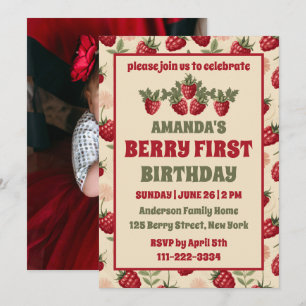 Convite Primeiro Foto do Partido Berry do primeiro anivers