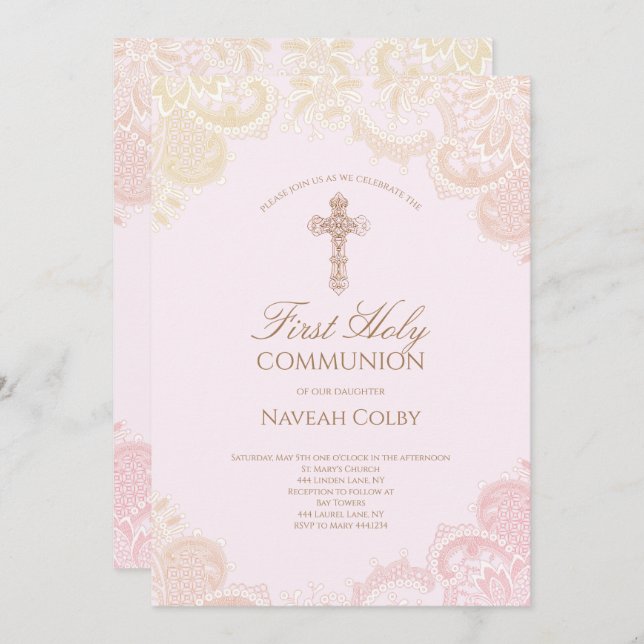 Convite Primeiro Lugar Sagrado de Comunhão (Frente/Verso)