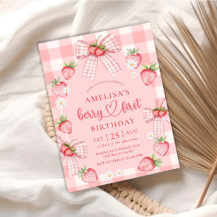 Convite Primeiro Morango de Aniversário Fofo Berry