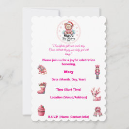 Convite Primeiro Natal do Bebê - K Personalizado e Editáve