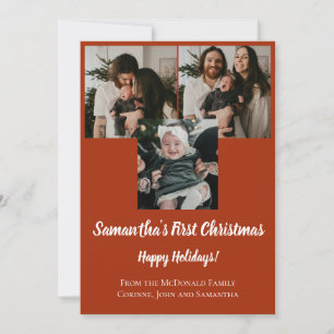 Convite Primeiro Natal do bebê moderno 3 nome da foto em v