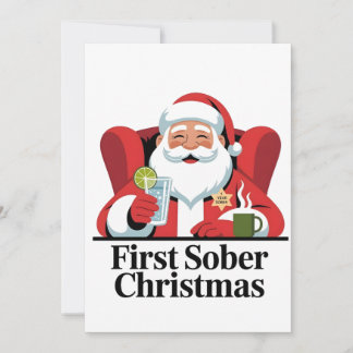 Convite Primeiro Natal Sóbrio Papai Noel Sobriedade Xmas