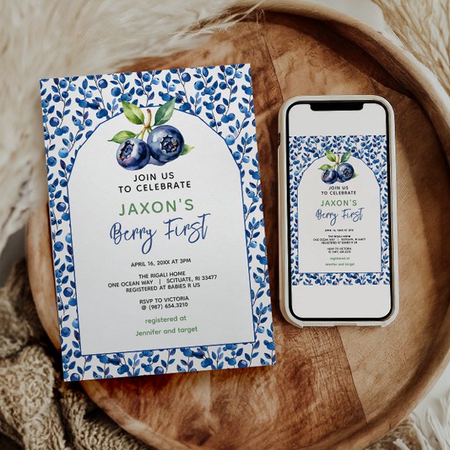 Convite Primeiro Partido do primeiro aniversario Berry Blu (Criador carregado)