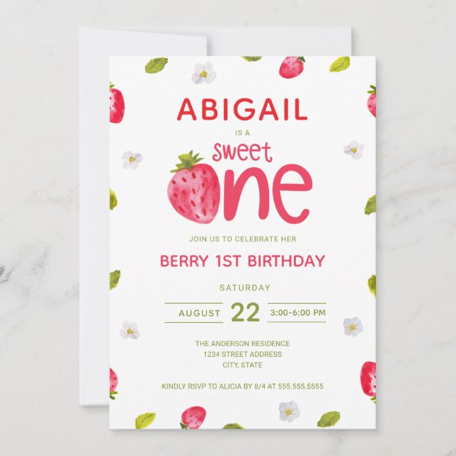 Convite Primeiro primeiro aniversario de Berry (Frente)