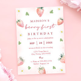 Convite Primeiro primeiro aniversario de morango