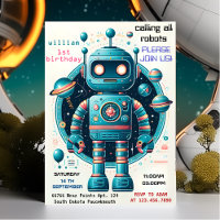 primeiro primeiro aniversario de um robô engraçado