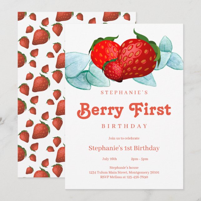 Convite Primeiro primeiro aniversario do Berry (Frente/Verso)
