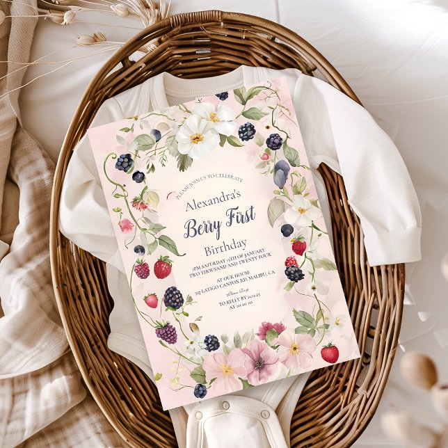 Convite Primeiro primeiro aniversario do Strawberry Berry (Criador carregado)