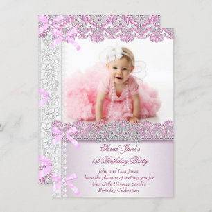 Convite Primeiro primeiro aniversario, Meninas Princesa, F