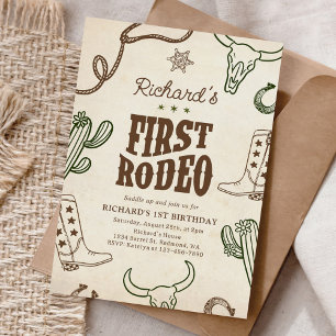 Convite Primeiro primeiro aniversario Rodeo Western Boy