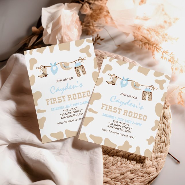 Convite Primeiro primeiro aniversario Rodeo Western Cowboy (Criador carregado)