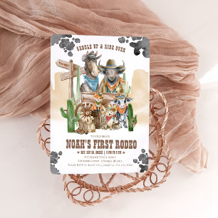 Convite Primeiro Rodeio 1º Aniversário Animais Fofos Velho