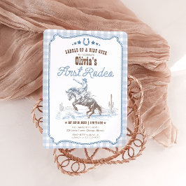 Convite Primeiro Rodeio 1º Aniversário Menino Azul Western