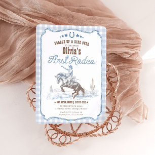 Convite Primeiro Rodeio 1º Aniversário Menino Azul Western