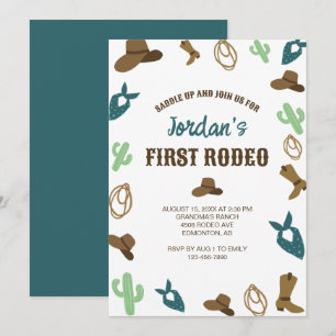 Convite Primeiro Rodeio Aniversário 1º Cowboy Fofo Ocident