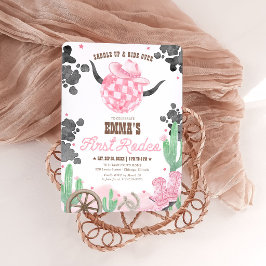 Convite Primeiro Rodeio Aniversário de 1 ano Rosa Boho Men