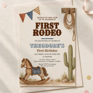 Convite Primeiro Rodeio Boho Cavalo de Balanço Primeiro An