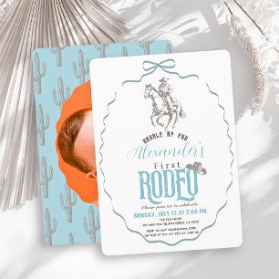 Convite Primeiro Rodeio Cowboy Arco Azul Foto 1º Aniversár