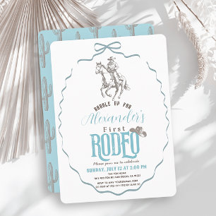 Convite Primeiro Rodeio Cowboy Ocidental Laço Azul Anivers