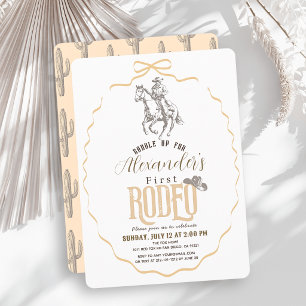 Convite Primeiro Rodeio Cowboy Western Bege Arco 1º Aniver