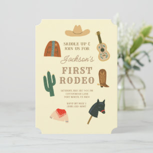 Convite Primeiro Rodeio Cowboy Western Primeiro Aniversári