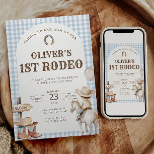 Convite Primeiro Rodeio Menino Aniversário Western Cowboy