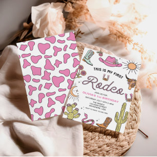 Convite Primeiro Rodeio Rosa Ocidental Aniversário de 1 an