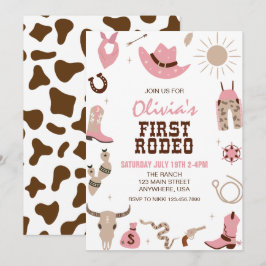 Convite Primeiro Rodeio Rosa Western Aniversário de 1 ano