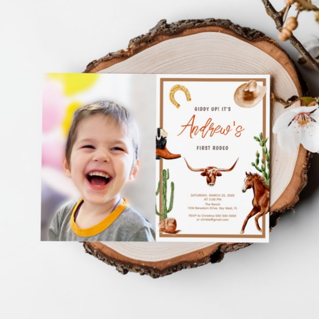 Convite Primeiro Rodeo Moderno do Sul Foto do Cowboy Anive (Criador carregado)