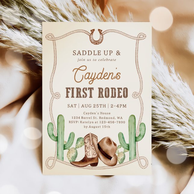 Convite Primeiro Rodeo primeiro aniversario Oeste Cowboy (Criador carregado)