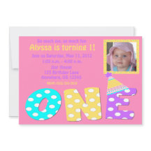 Primeiro rosa Invitaiton da menina do aniversário