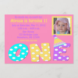 Convite Primeiro rosa Invitaiton da menina do aniversário