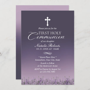 Convite Primeiro Sagrado Mole Roxo Elegante da Comunidade