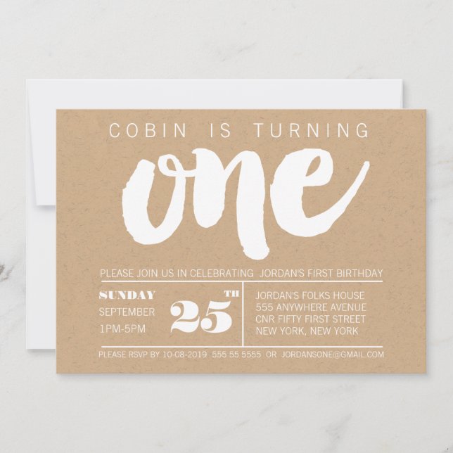 Convite Primeiros aniversarios de tendência Número um pers (Frente)