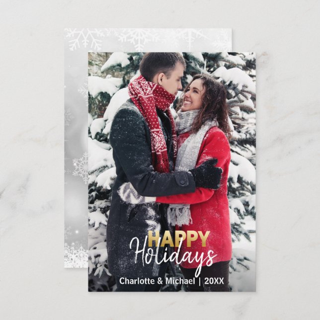 Convite Primeiros feriados felizes do Natal casados | FOTO (Frente/Verso)