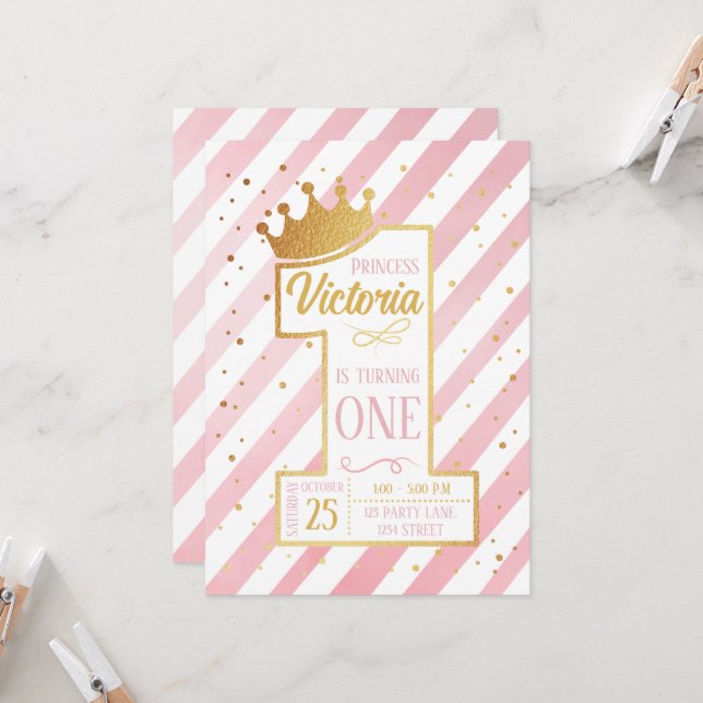 Convite Primer cumpleaños de la Princesa (Frente/Verso In Situ)