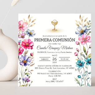 Convite Primera Comunhão de Flores Selvagens Primeira Comu