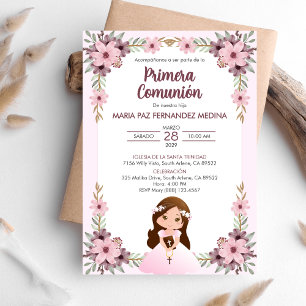 Convite Primera Comunhão de Meninas Primeira Comun