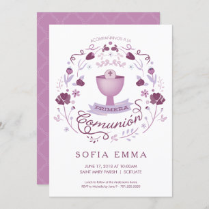 Convite Primera Comunión Invitación - espanhol, menina