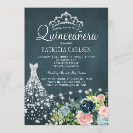 Convite Princa de diamante veste aquarela quinceanera