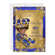 Prince Boy Chá de fraldas Dourado Blue Crown Étnic
