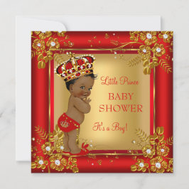 Convite Prince Boy Chá de fraldas Dourado Red African Amer