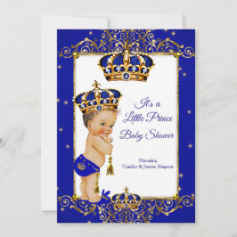 Convite Prince Boy Chá de fraldas Royal Blue Brunette